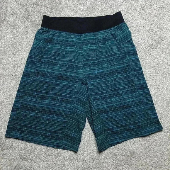 Lululemon Mens Shorts Small Blue Black Pockets Drawstring Gym Workout Hiking - Picture 1 of 9